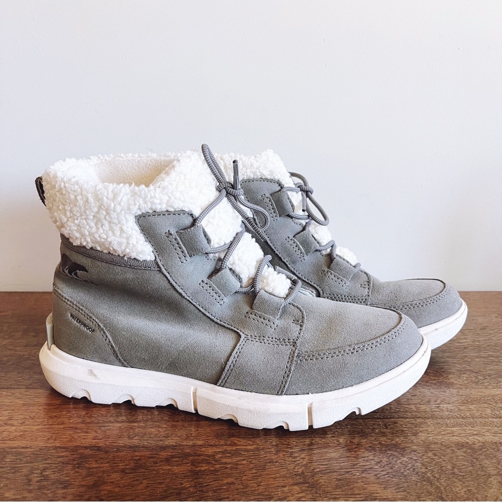 Sorel Light Gray Waterproof Boots with White Sole